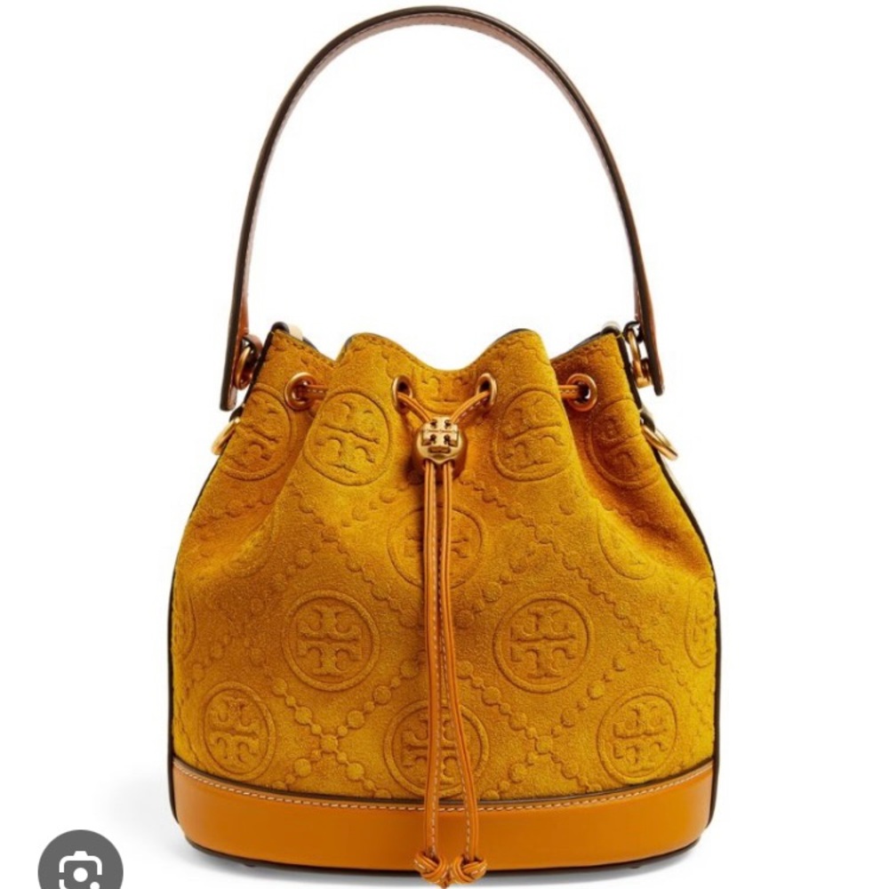 NWT TORY BURCH suede golden yellow bucket bag. BRAND NEW